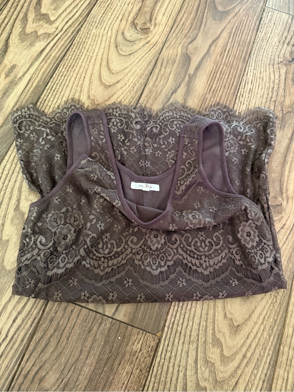 Maurices Lace Overlay Scoop Neck Tank - Brown - Picture 4 of 9